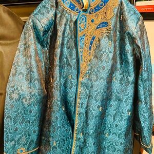 Embroidered Blue and Gold Jacket